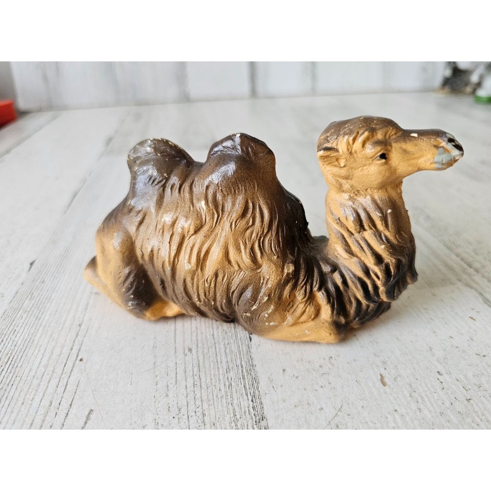 Vintage chalkware camel nativity village Xmas decor